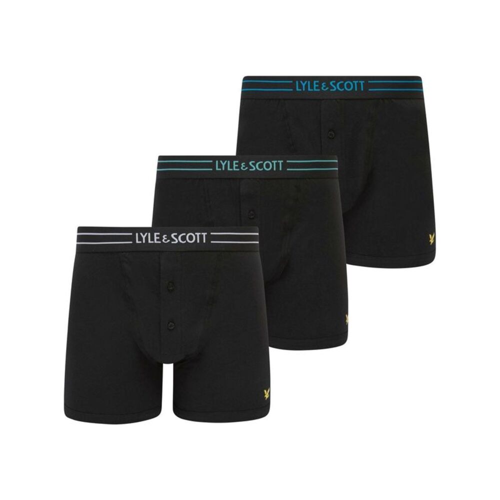 Lyle & Scott Mens Lewis Button Fly Boxer Shorts (Pack of 3) / Black